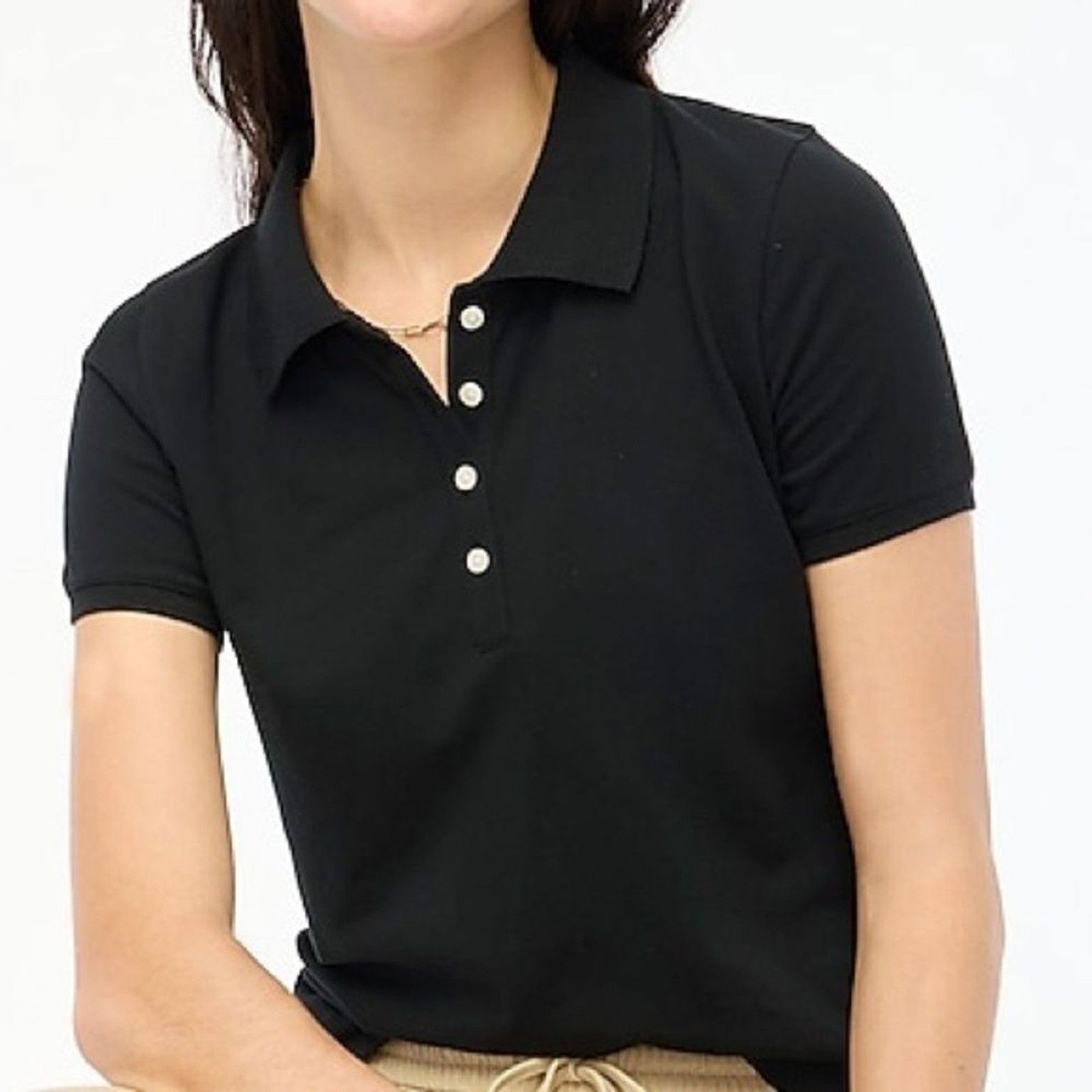 J Crew Factory Nwt Pique Polo Size Xs In Black